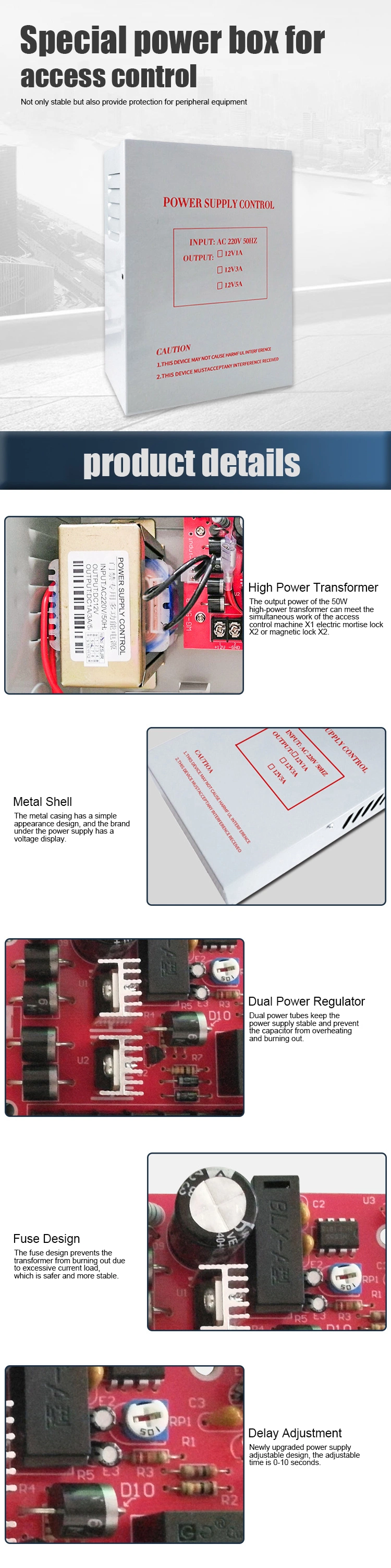 Door Access Control Power Supply 220V 12V with 5A