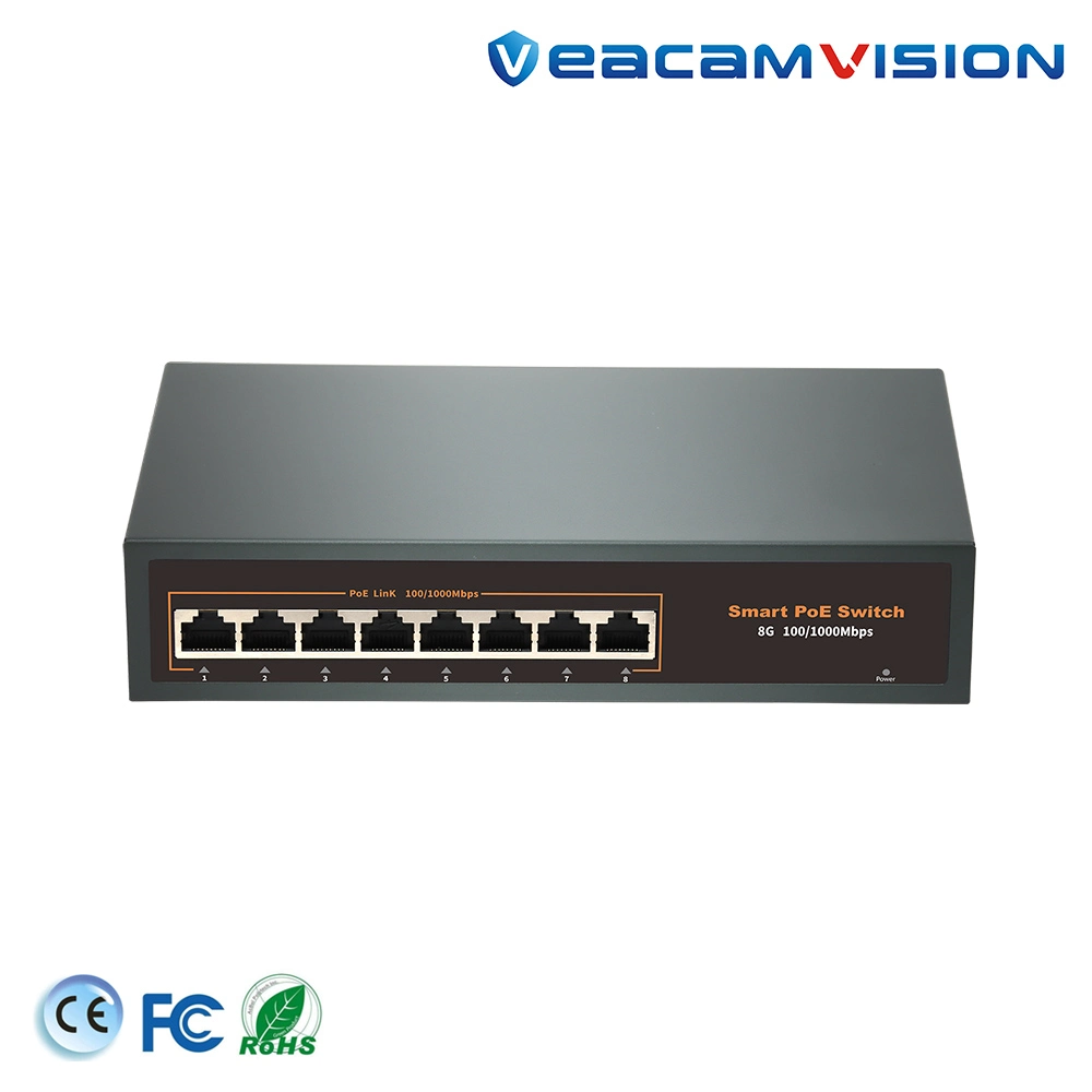 8-Port Gigabit Poe Switch Power Supply for IP Security Cameras and Nvrs