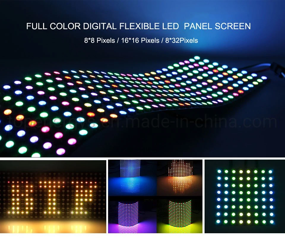Ws2812b Panel Screen 8*8, 16*16, 8*32 Pixel 256 Pixels Digital Flexible LED Programmed Individually Addressable Full Color DC5V