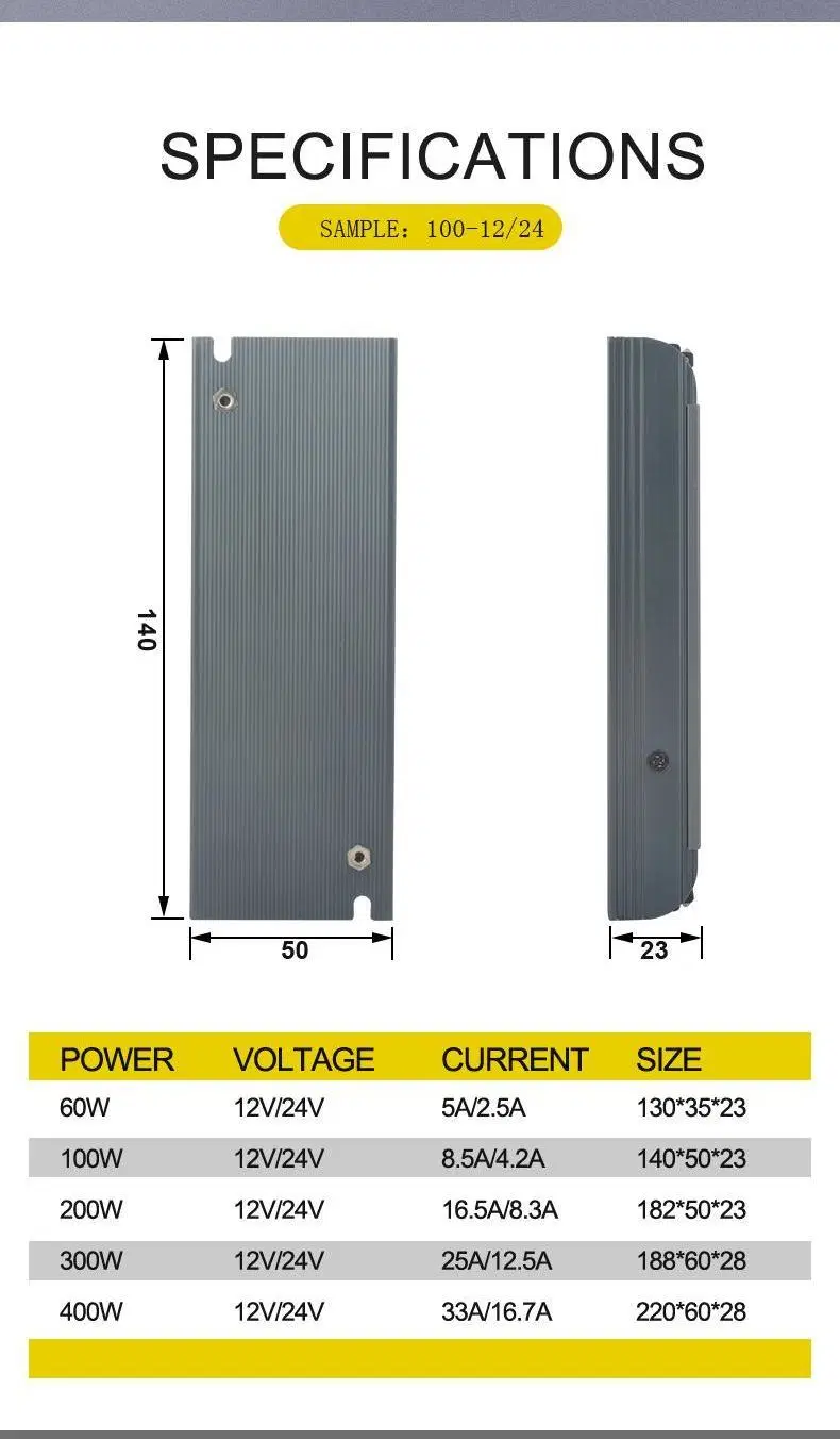 SZ-100-24 24VDC 4A 100W LED Power Supply For LED Strip