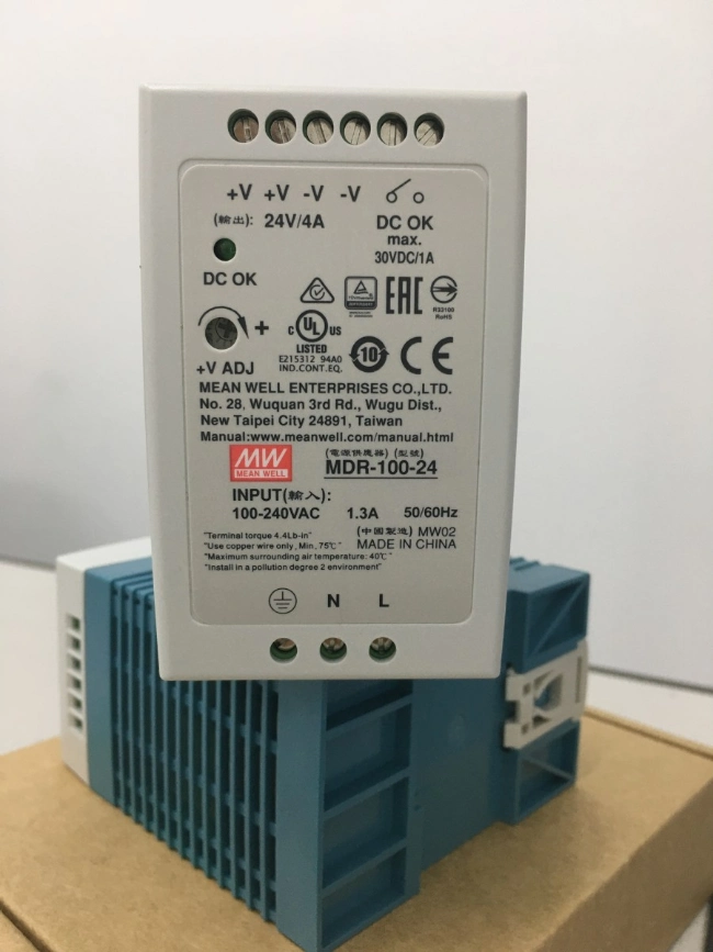 Original-New Mean-Well-Mdr-100-24 Power-Supply AC-DC-24V 4A-100-264V in-Enclosed DIN-Pfc Industrial-96W Mdr-Series Good-Price