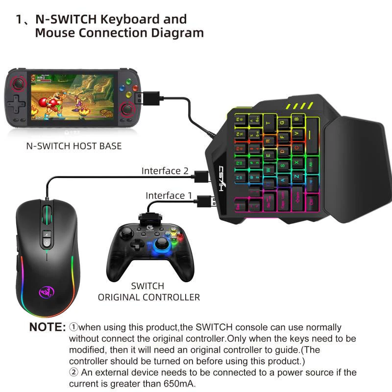 35 Keys RGB Gaming Mechanical Wired Keyboard Built-in Game Console Converter for PS3 PS4 xBox 360