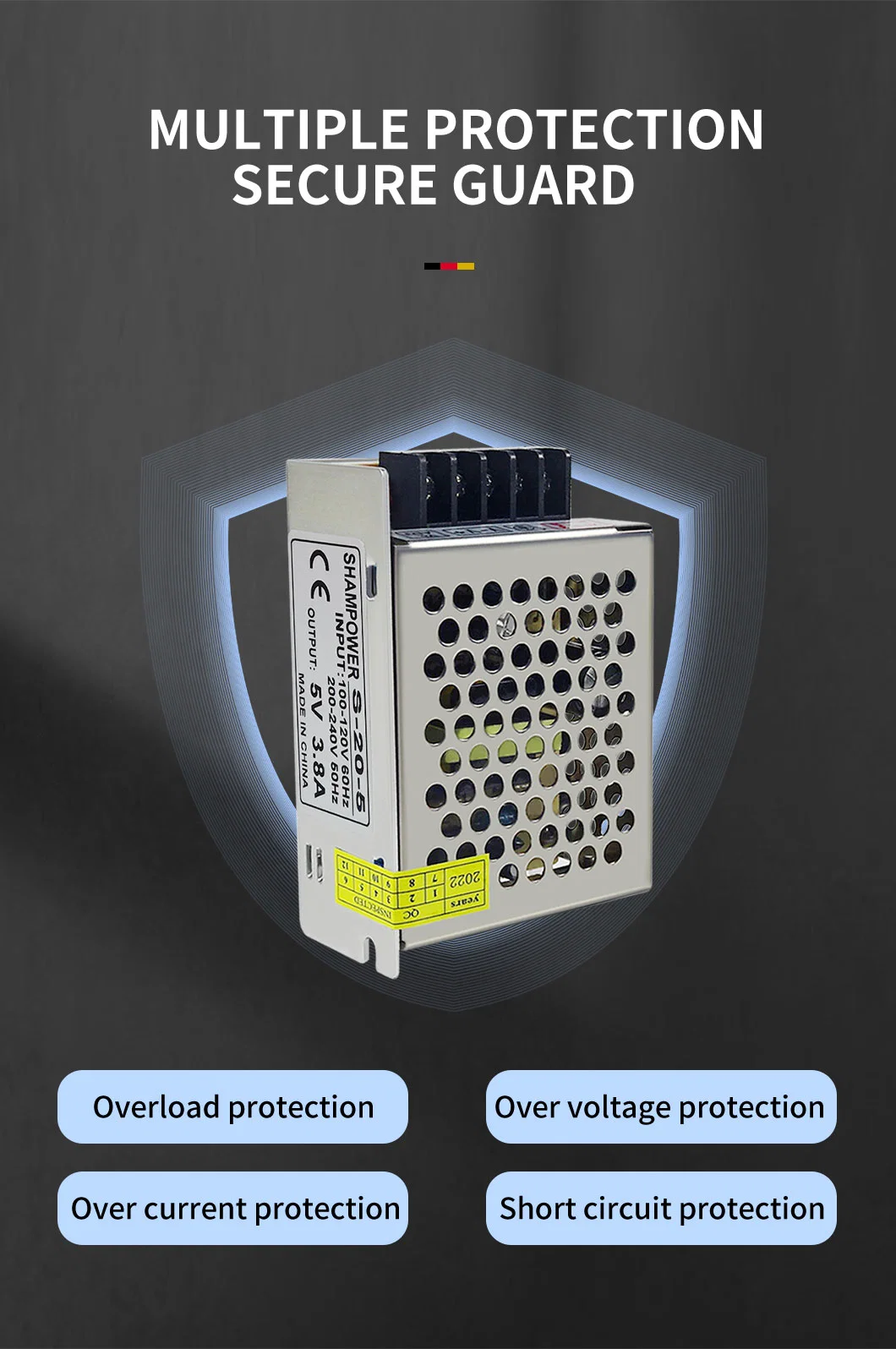 LED DC 5V 3.8A 20W Switching Power Supply for LED Display Screen