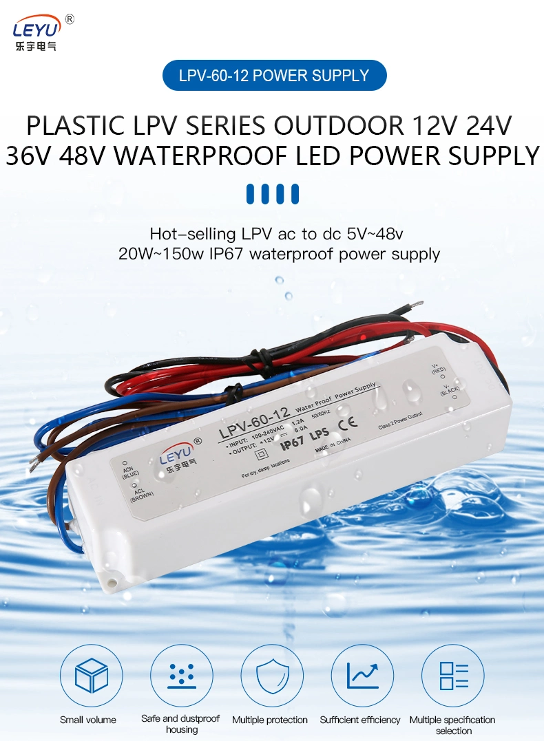 Lpv-60-36 IP67 Waterproof Single Type 60W 36V Switch Mode Power Supply