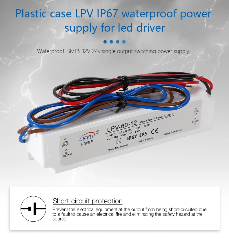 Lpv-60-36 IP67 Waterproof Single Type 60W 36V Switch Mode Power Supply