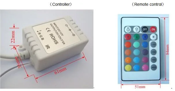 24 Key RGB LED Controller LED Strip Controller with 12V 24V 5V