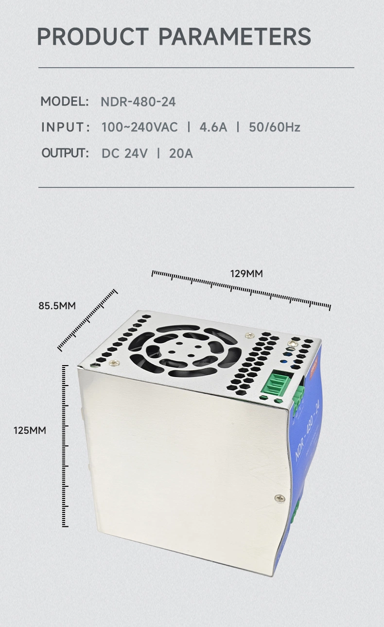 Binazk Customize 3A 5A 10A 20A DIN Rail Power Supply 12V 24V 48V 240W 480W High Power Supplies for Electro-Mechanical