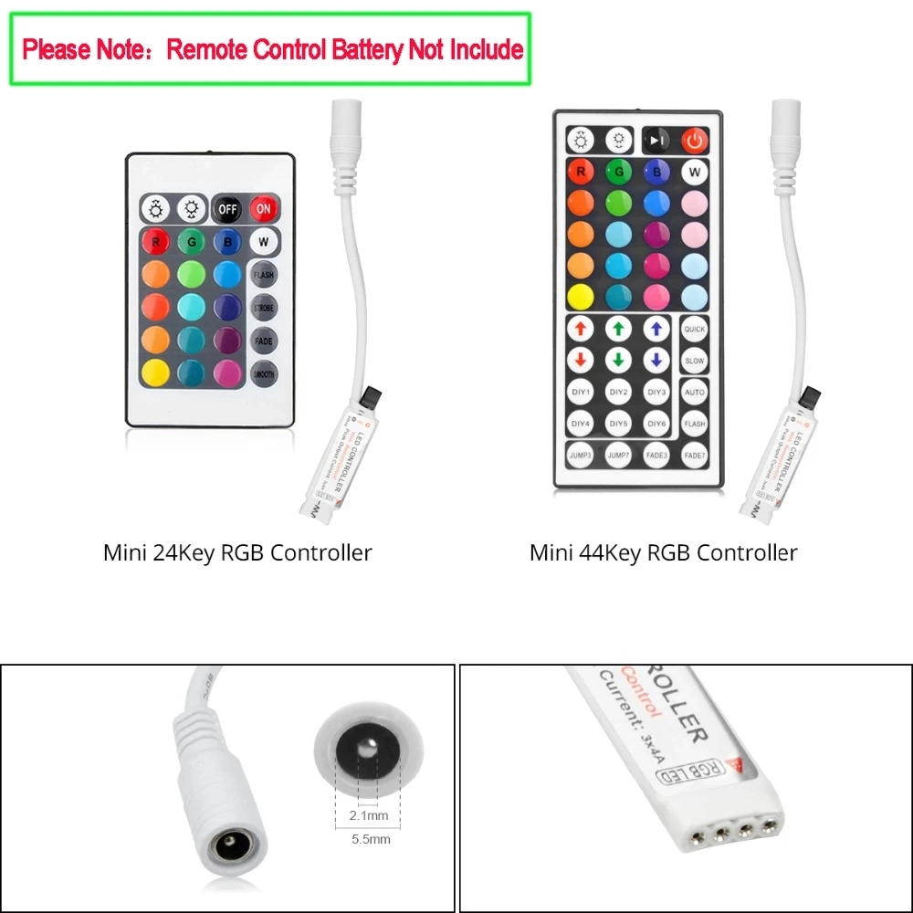 RGB LED Strip Light/Lamp Controller for 12V 30/60 LEDs /M Tape Wireless Remote Control SMD 2835 5050 RGB LED Strips Controller