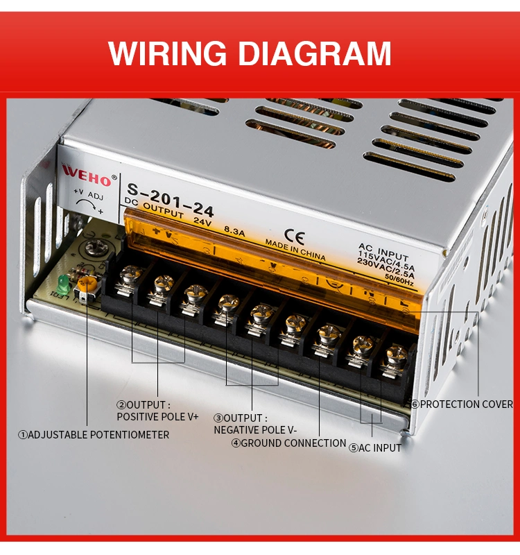 201W AC to DC 5V 40A Single Output Switching Power Supply S-201-5