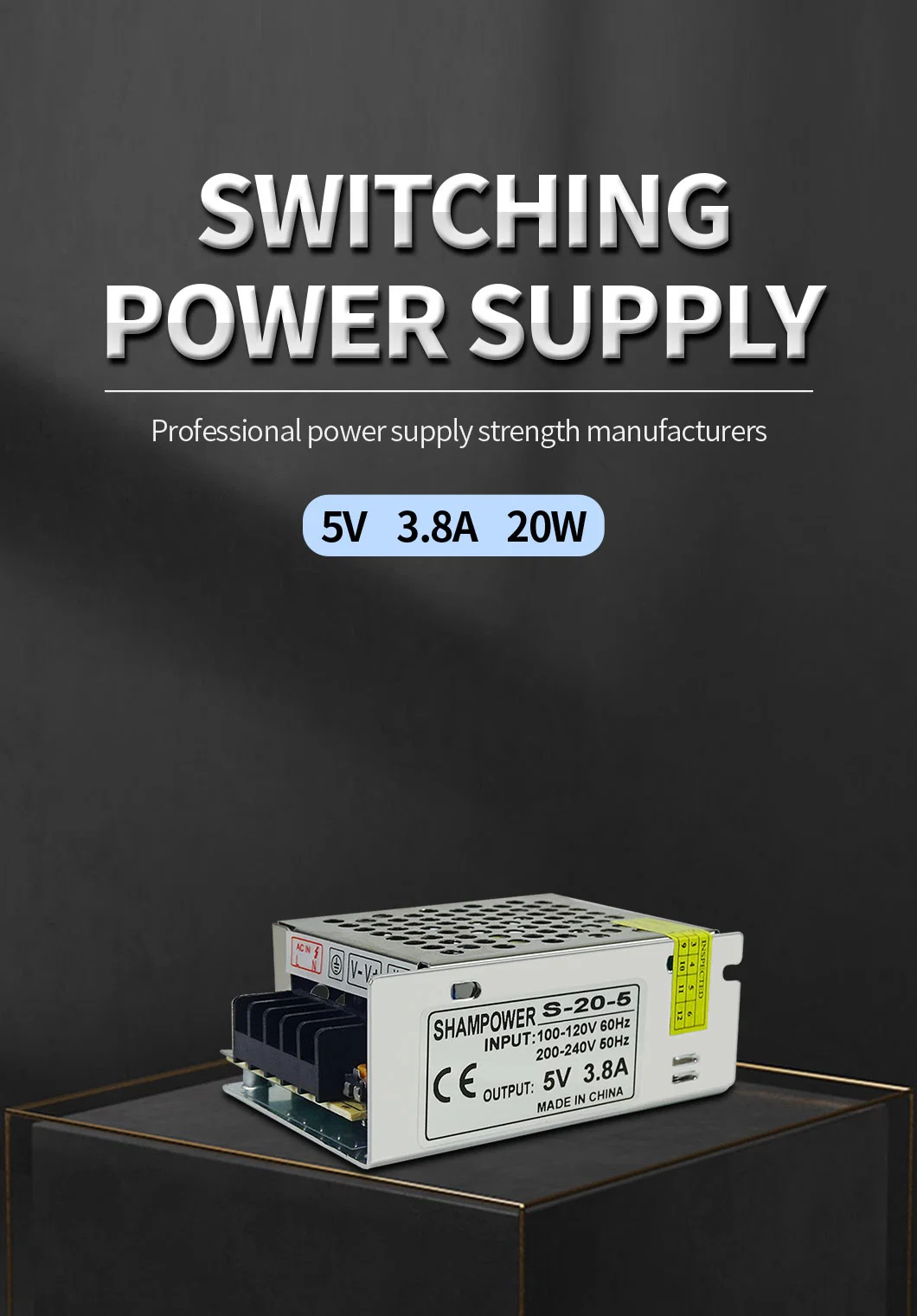LED DC 5V 3.8A 20W Switching Power Supply for LED Display Screen