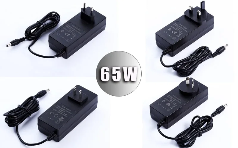 New Products Interchangeable Plug Adapter EU/Us/UK/Au/Cn Standard 12V 5A 65W Power Supply