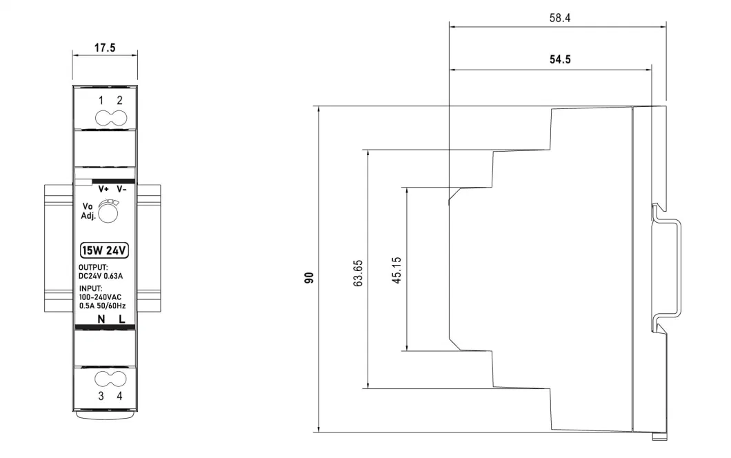 Sdp-15W Series Single Output 12V 24V 48V DIN Rail Power Supply with 3 Years Warranty