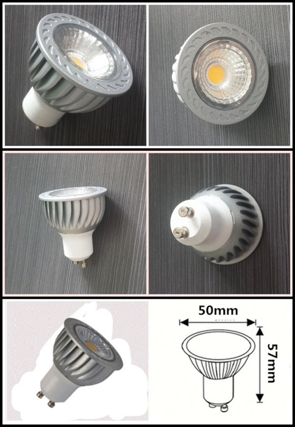 LED Spotlight PC+Aluminum Body GU10 COB IC Driver 6W Dimmable