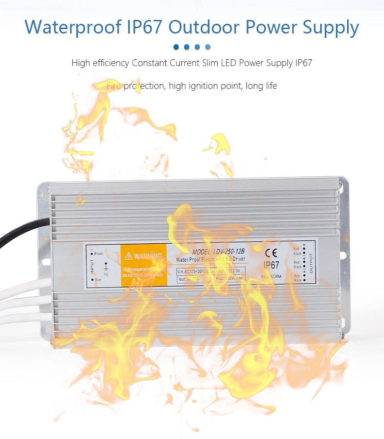 250W 12V 24V Waterproof Outdoor IP67 LED Switching Power Supply