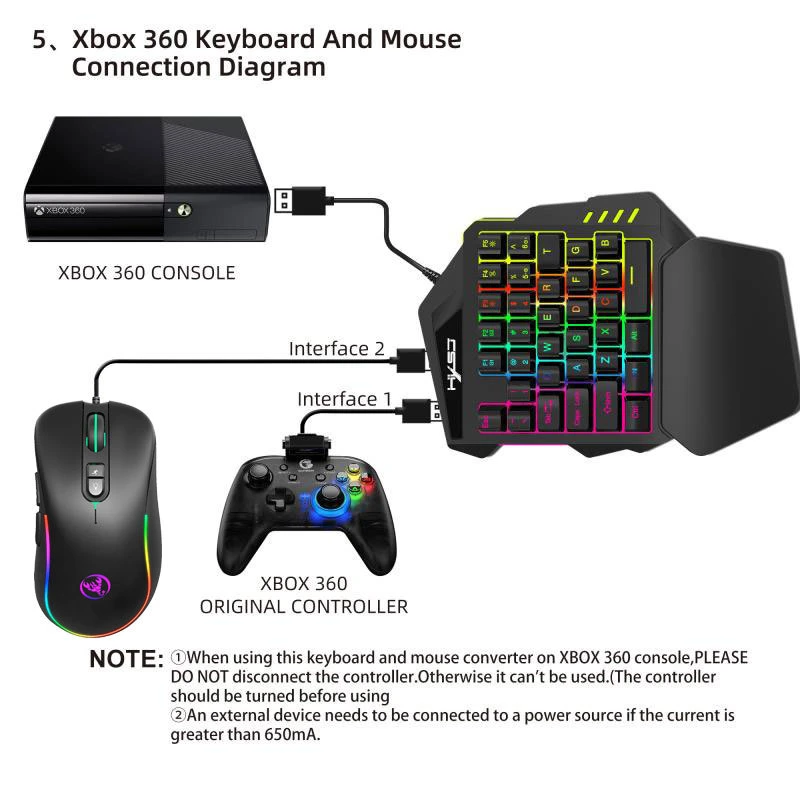 35 Keys RGB Gaming Mechanical Wired Keyboard Built-in Game Console Converter for PS3 PS4 xBox 360