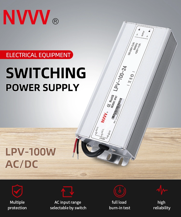 24V AC to DC Transformer Waterproof Switching Mode Power Supply Lpv-100-24 LED Driver 100W