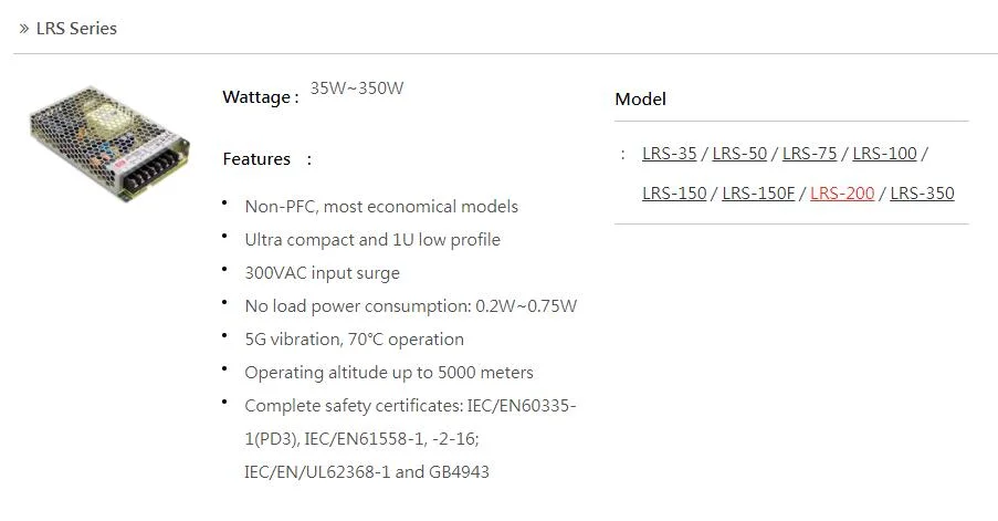 150W Meanwell Brand Single Output Switching Transformer for LED Strip