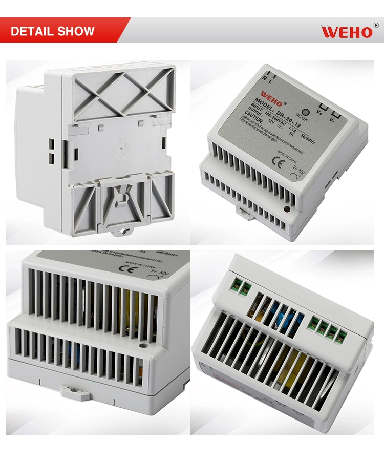Switching Power Supply for LED Lighting Driver Dr Series 15W 30W 45W 60W 75W 120W 240W 12V 24V 36V 4 DIN Rail Industrial Power Supply 60W 24V 2.5A AC to DC SMPS