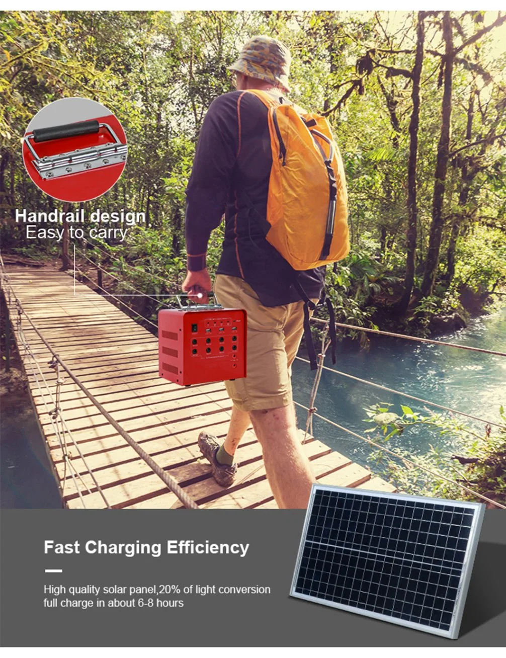 Portable Portable Outdoor Battery 12V 50W Large Emergency Energy Storage Power Supply Solar Backup Power Box