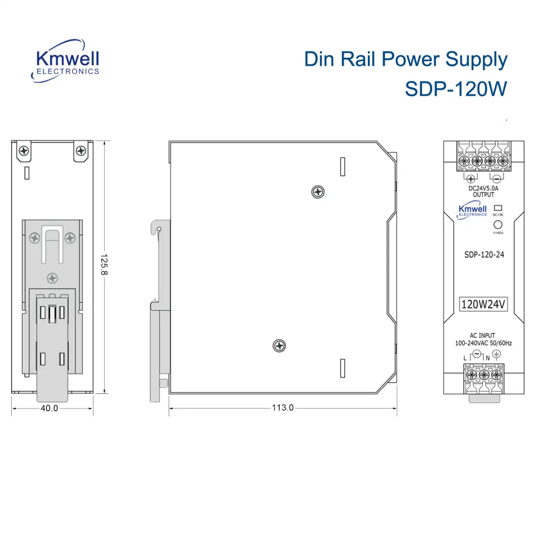 Industrial Switching Power Supply DIN Rail Installation Sdp-120-24 120W24V SMPS Power Supplies for for Automation Control