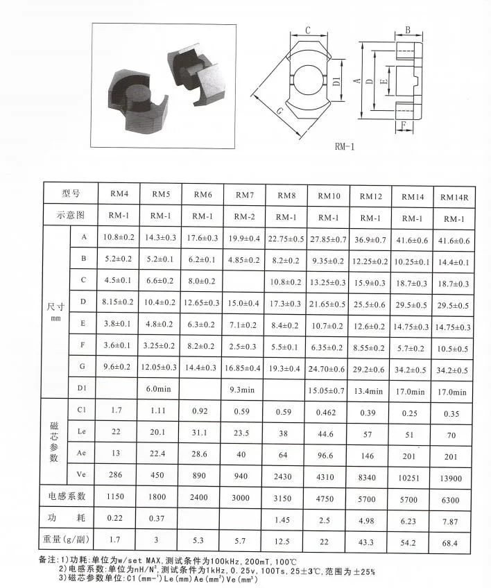 RM6 MnZn high power transformer PC40 smps soft ferrite core