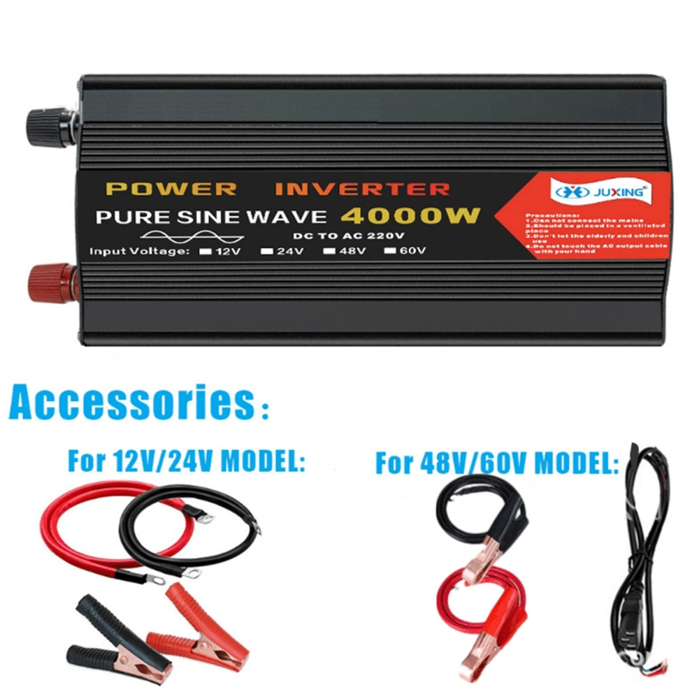 4000W Pure Sine Wave Power Inverter 12V 24V 48V 60V DC to 220V AC Converter