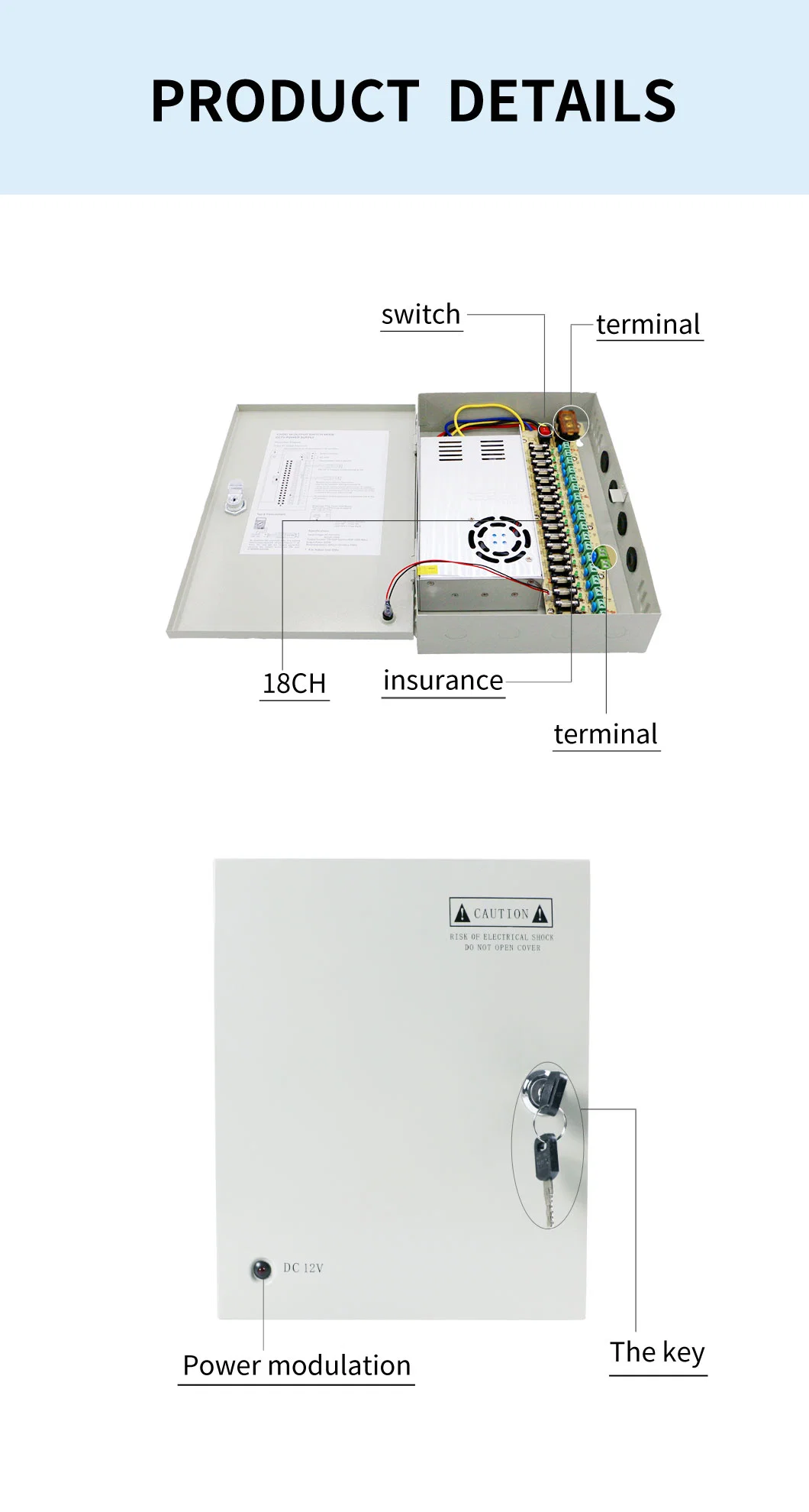 The Shampower 12V 30A 18 Fused Outputs CCTV Switching Power Supply for Security CCTV Camera