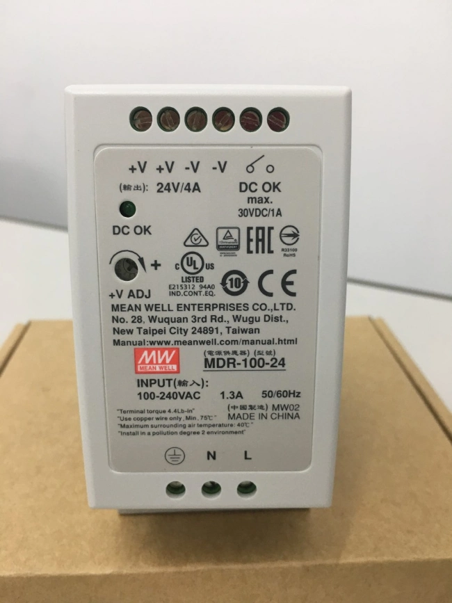 Original-New Mean-Well-Mdr-100-24 Power-Supply AC-DC-24V 4A-100-264V in-Enclosed DIN-Pfc Industrial-96W Mdr-Series Good-Price