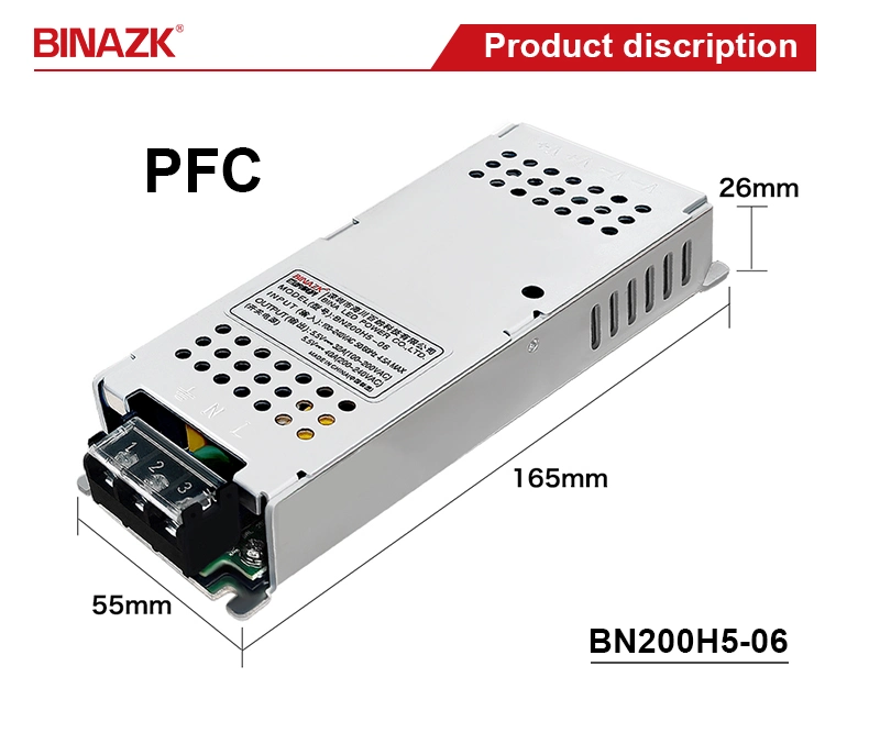 Binazk 100V-240V Input 5V 200W 300W 400W Switching Power Supply for Transparent LED Display Screen