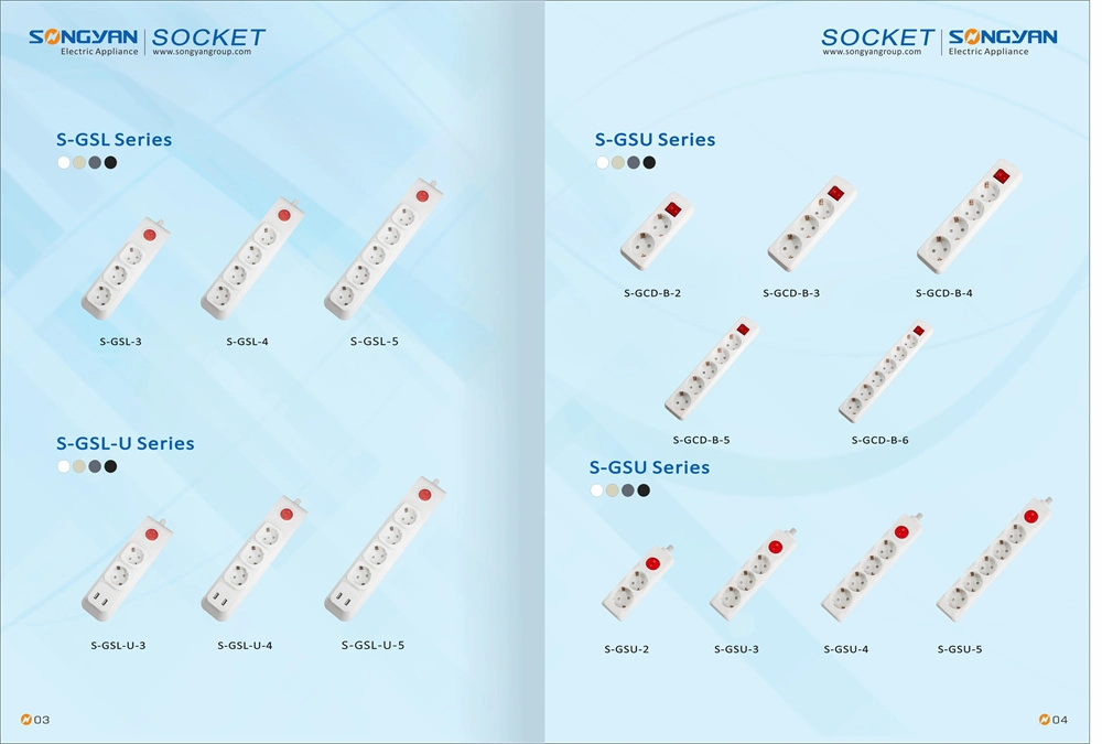 6 Way Multi Plugs Electrical Universal Extension Sockets