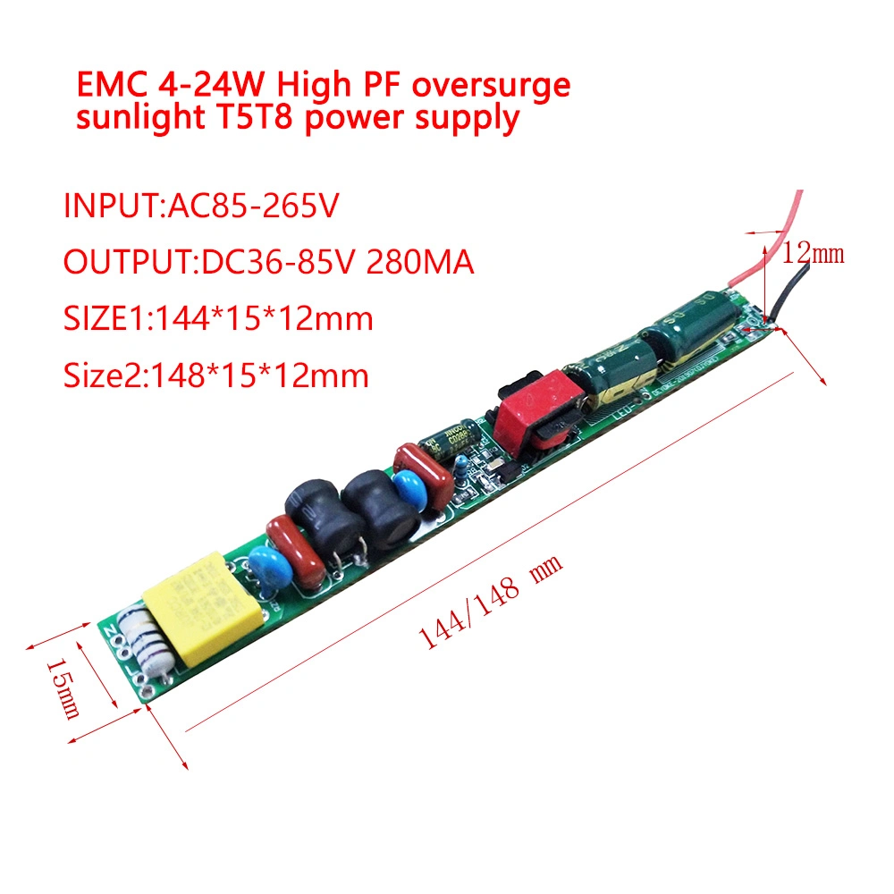 EMC 8-18W 110mA 230mA 280mA DC85V High PF Without Flashing Light T8 LED Driver Power Supply 07