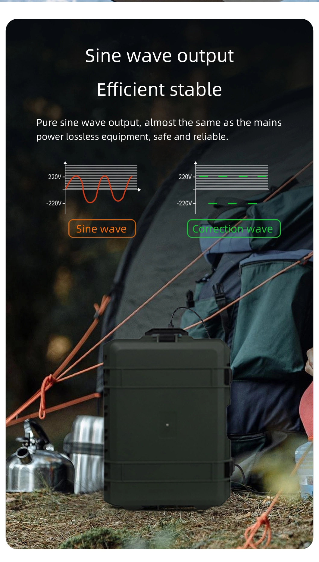 Outdoors Solar Charging Power Station Portable UPS Power Supply for RV Camping