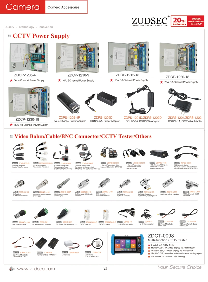 Power Supply 12V 10A 9CH CCTV Security Camera Power Supply