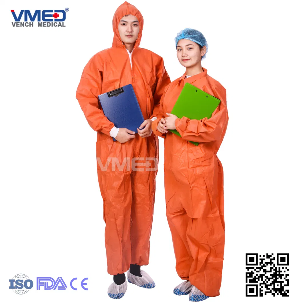 Chemical Microporous Impervious Waterproof SMS/Industry/Hospital/Lab/Safety Nonwoven Disposable Coverall, Nonwoven Disposable Coverall