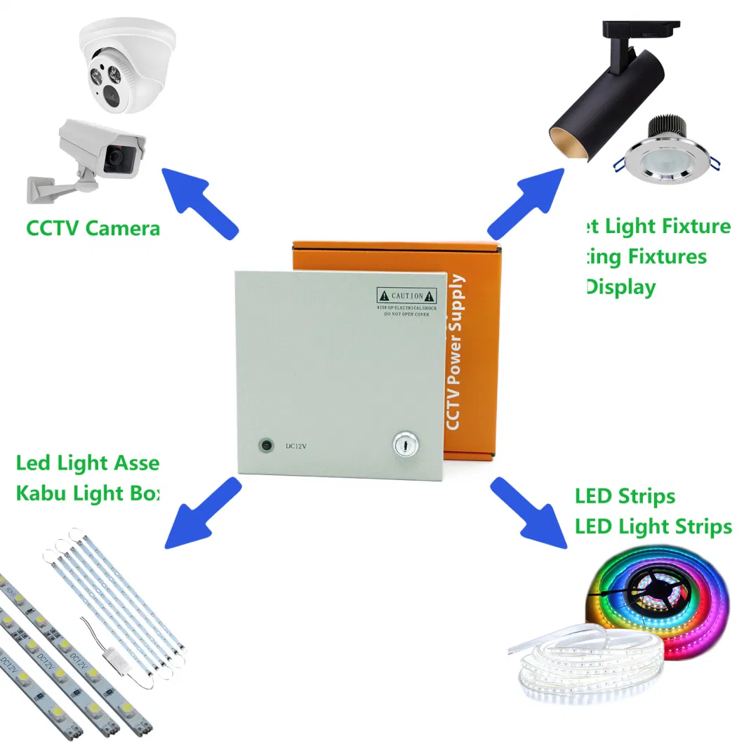 AC 110V / 220V to DC 12V 10A 9CH Outputs CCTV Switching Power Supply for Security CCTV Camera