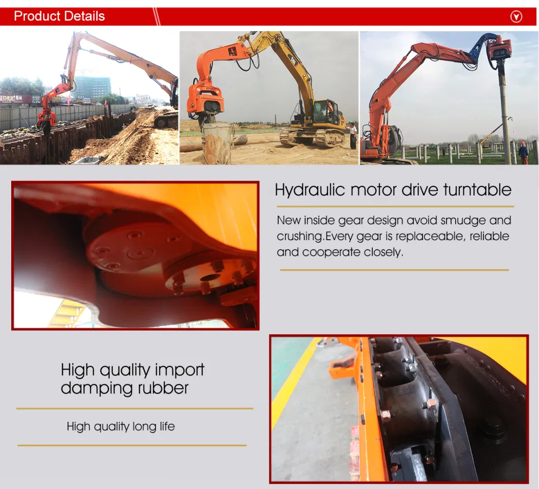 Construction Works High Efficiency Vibro Hammer Excavator Hydraulic Pile Driver