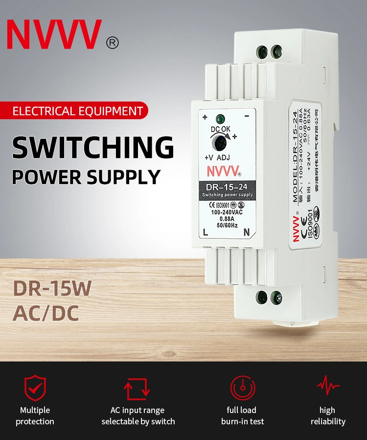 Nvvv Dr-15W-12V DIN Rail Switching Power Supply for 3D Printer LED Light