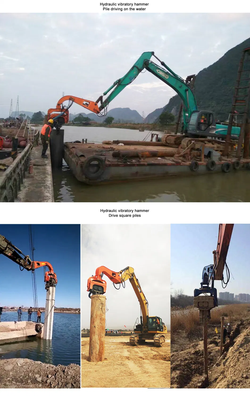 Vh250 Vibrating Hydraulic Post Automatic Nozzle Driver Piling Machine Mini Excavator Concrete Pile Driver