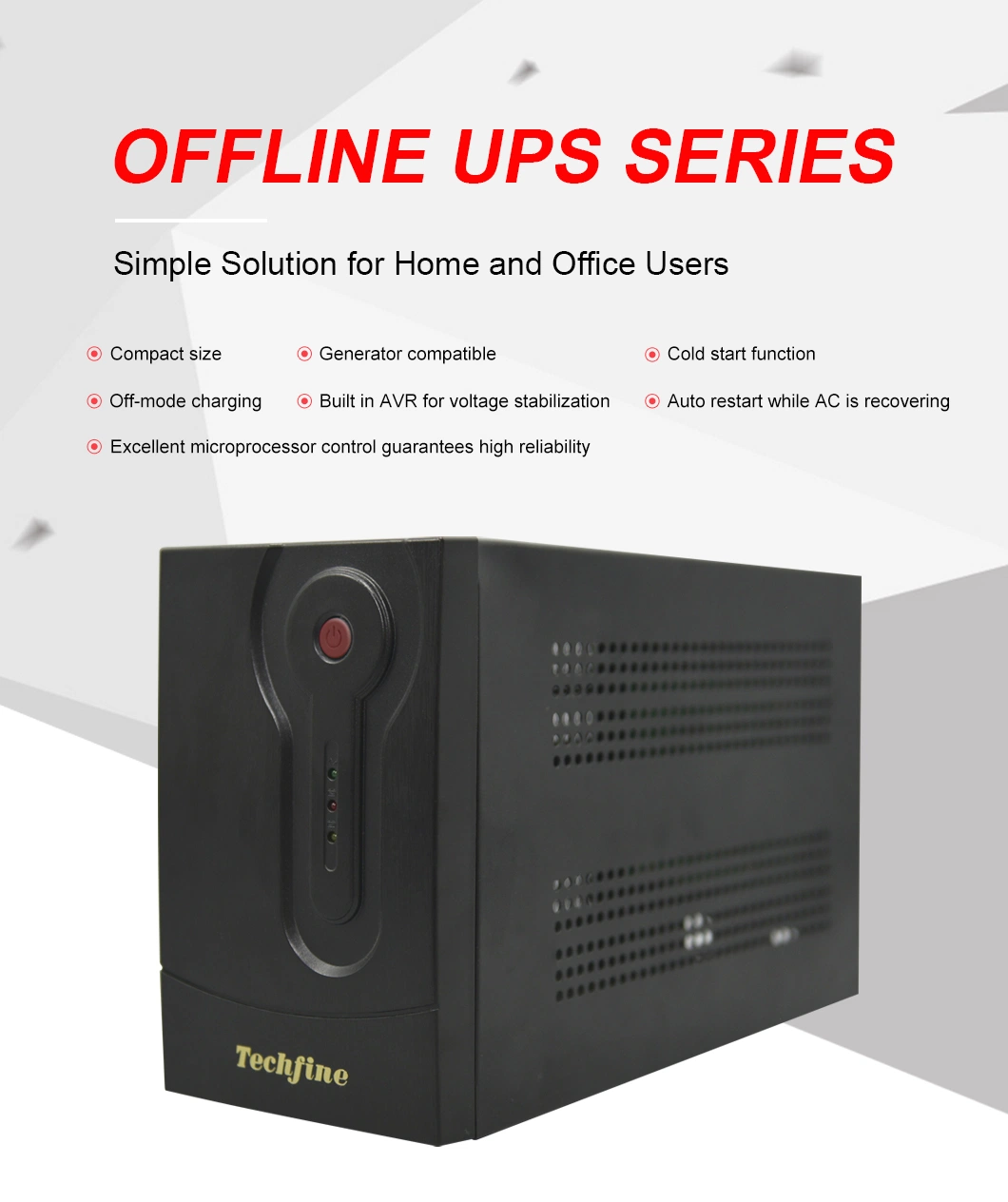 Techfine Single Phase Techfine/OEM Kraft-Paper Box Uninterruptible Power 1200va UPS Power Supply