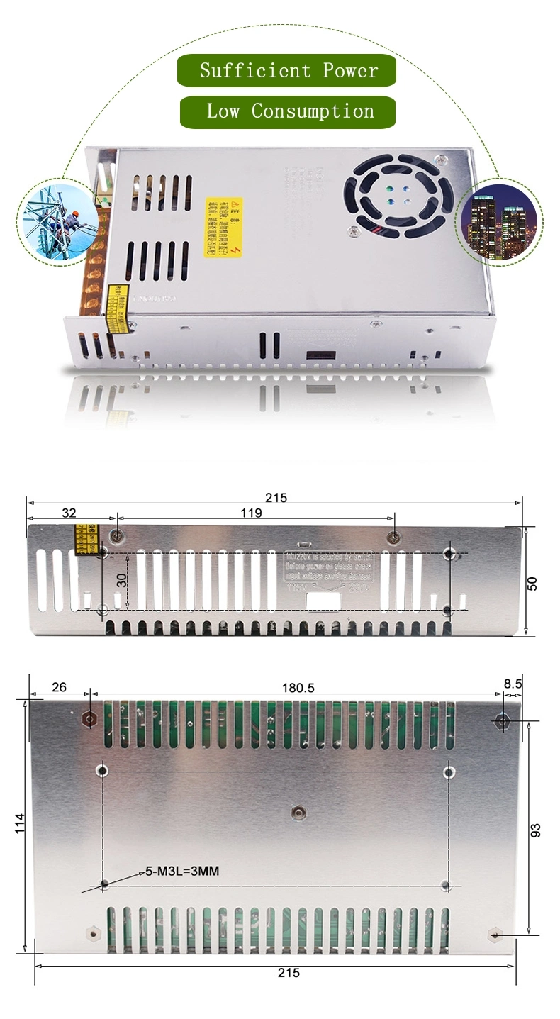 Smun S-320-12 12V 25A AC-DC SMPS with DC Cooling Fan