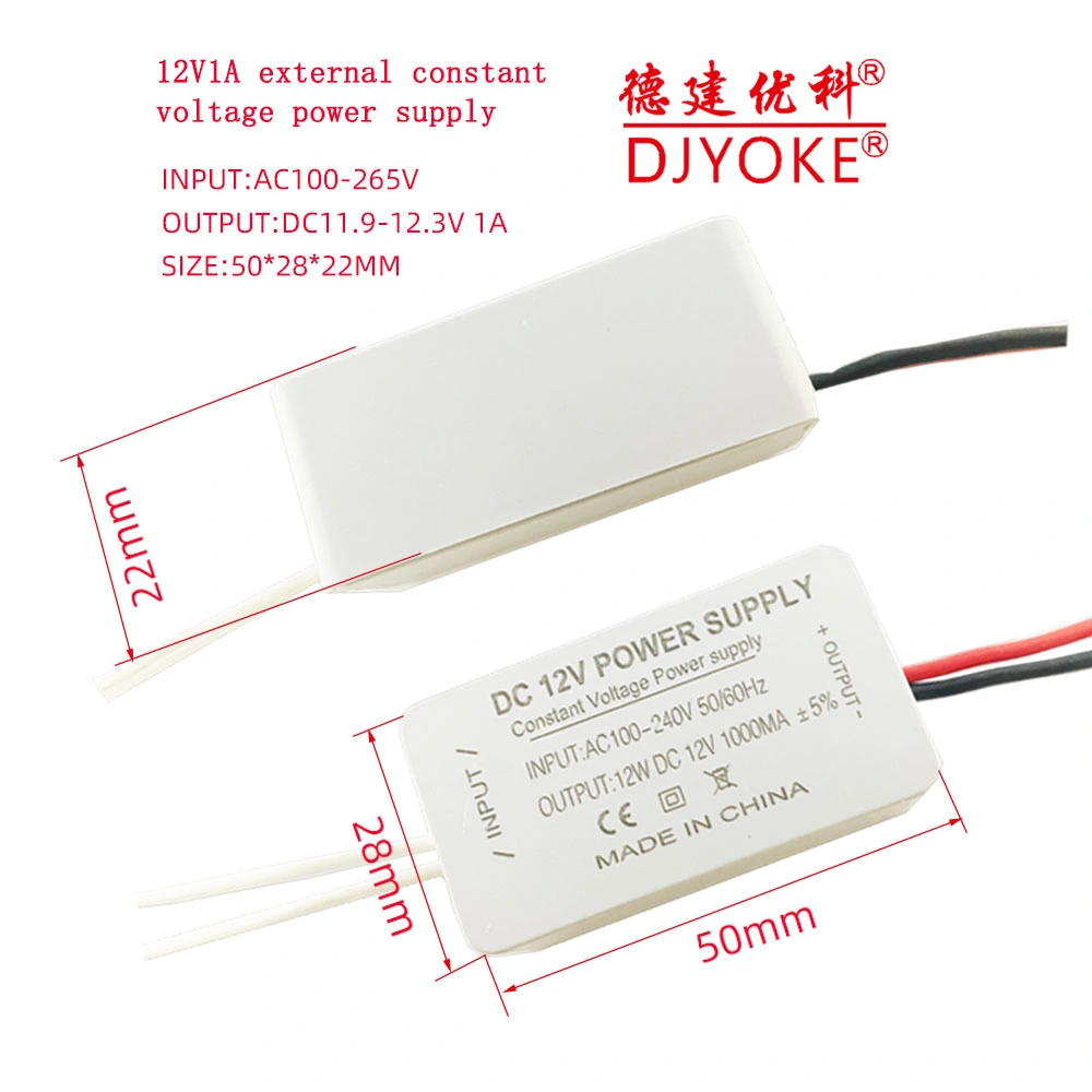 Single Output AC100-265V DC12V 43*24mm Super Thin External Constant Volt Power Supply for LED Driver 1000mA Djyoke 07