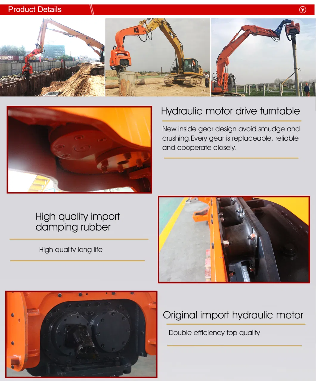 Beiyi V330 Pile Hammer Equipment Vibratory Sheet Pile Driver for All Excavators Hot Sales