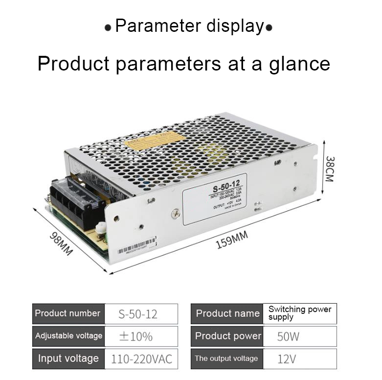 110V 220V AC to DC 5V 12V 24V 36V 48V LED Switching Power Supply SMPS 1A 2A 3A 5A 8A 10A 20A 30A 40A 50A