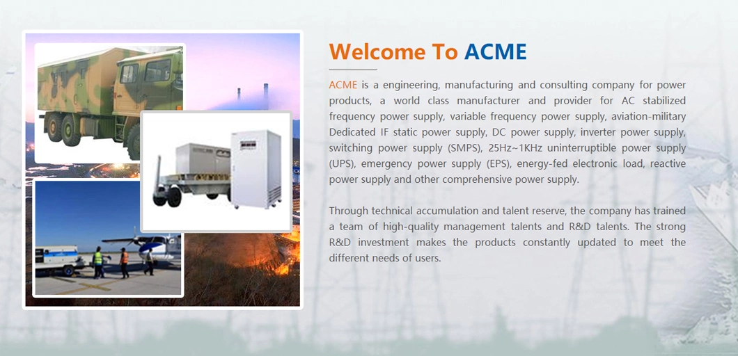 Variable Frequency Power Supply 300kVA with Touch Screen