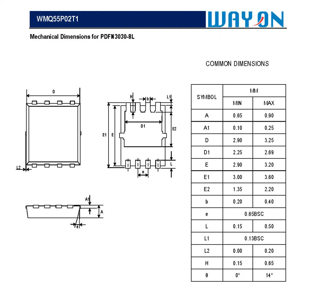 12V-100V Trench P Channel Enhancement Mode Power MOSFET Fetures Applications Wayon-WMQ55P02T1