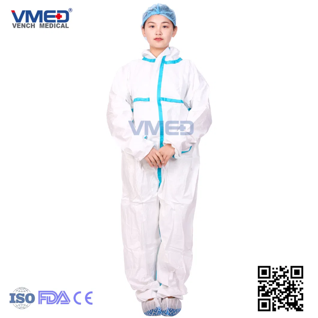 Chemical Microporous Impervious Waterproof SMS/Industry/Hospital/Lab/Safety Nonwoven Disposable Coverall, Nonwoven Disposable Coverall