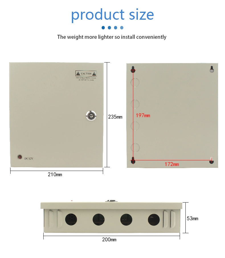 60W 5A 9CH Metal Box CCTV Power Supply