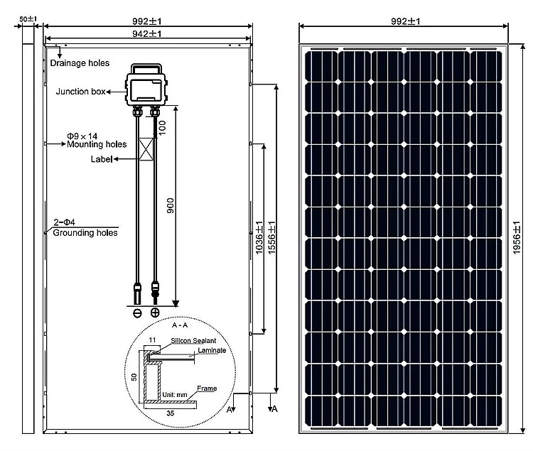 340W 350W 360W 36V Grid Big Power Monocrystalline PV Module Solar Panel