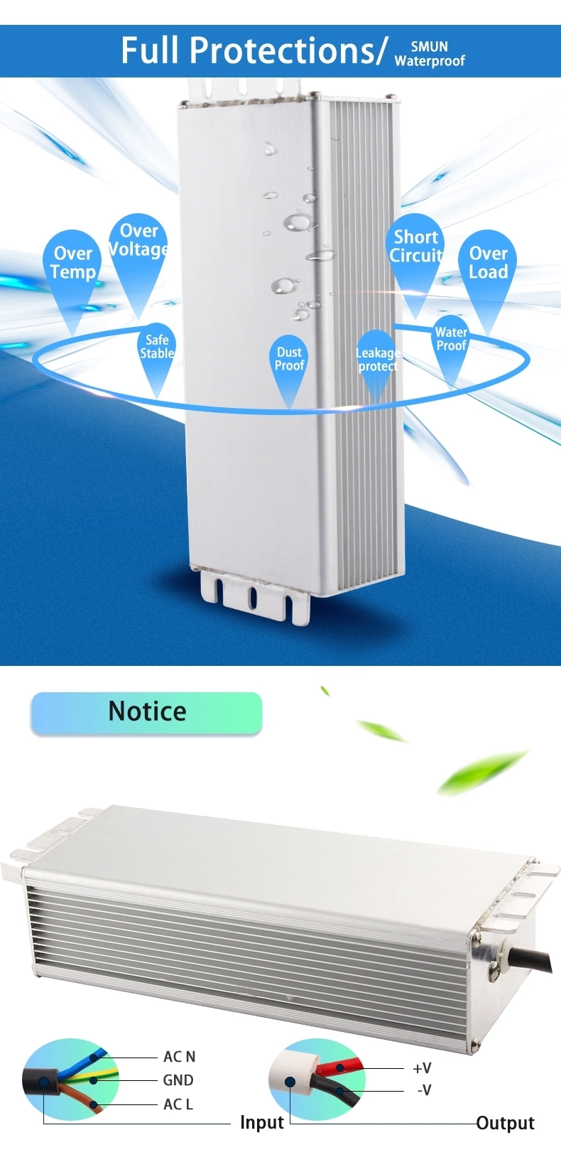 Smun 100W 48V Outdoor Waterproof LED Driver for LED Strip