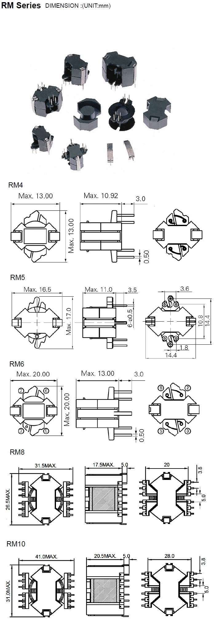 Customized RM Type Transformers for LED Driver